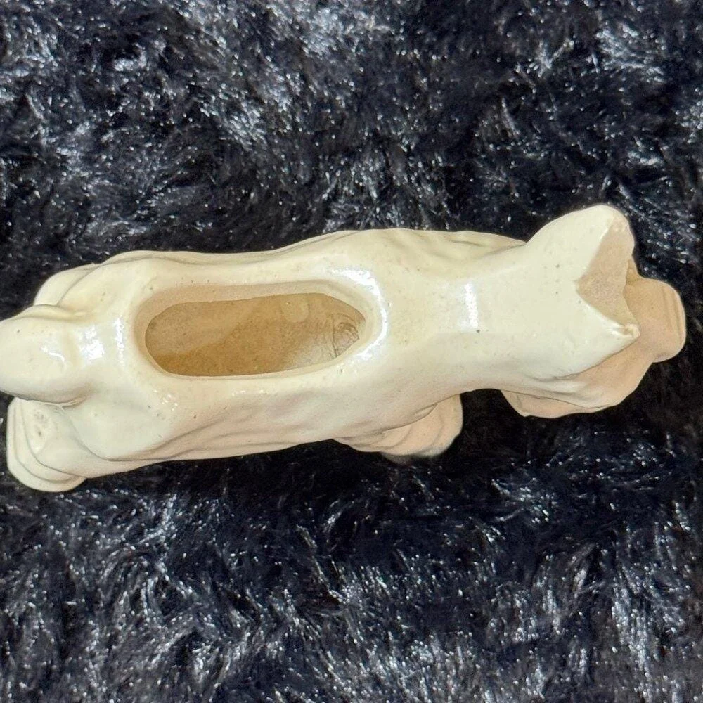 Mid‎ Century White Ceramic Donkey Burro Small Planter Figurine